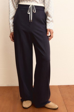 Drawstring trousers in lamé-embellished viscose-blend fabric