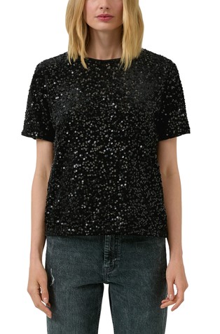 Majica kratkih rukava od velura sa šljokicama