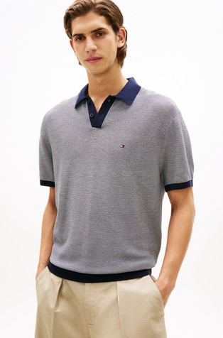 Relaxed fit pletena polo majica kratkih rukava