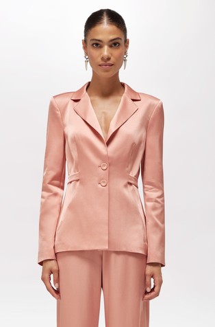 Satin blazer with back cut-out