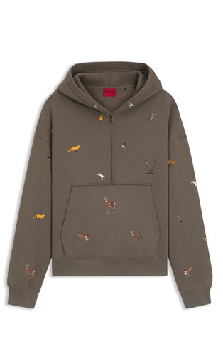 Oversized fit pamučni pulover s kapuljačom