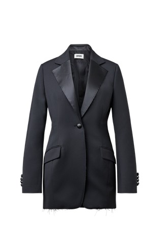 Long blazer with satin lapels