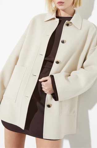 Double-woven wool overshirt