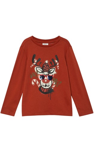 Pamučna majica s božićnim otiskom i šljokicama