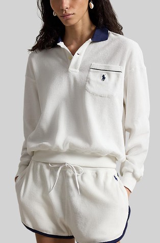 Frotirni pulover s polo ovratnikom