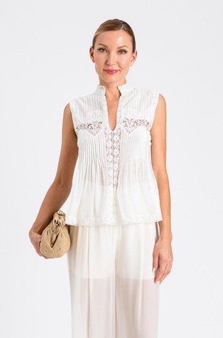 Bluza bez rukava od mješavine pamuka i svile