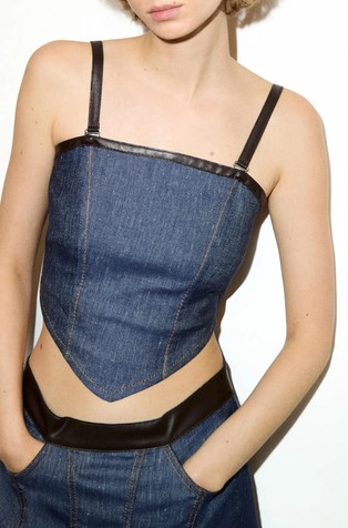 Denim top od pamuka i lana