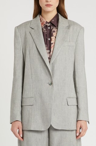Stretch linen-blend grisaille blazer