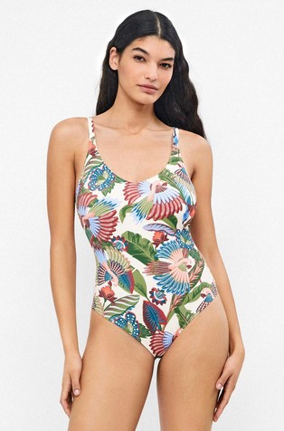 Jednodijelni kupaći kostim s tropskim uzorkom