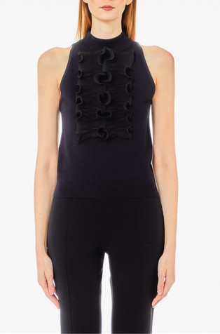 Slim fit top bez rukava s volanima