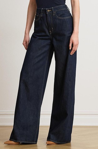 Jeans hlače s visokim strukom i širokim nogavicama
