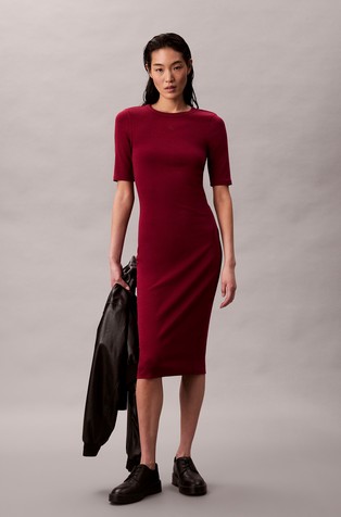 Haljina kratkih rukava od rastezljivog pamuka