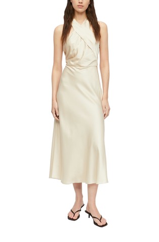 Satin dress with halterneck