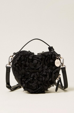 Heart-shaped shoulder bag with flowers