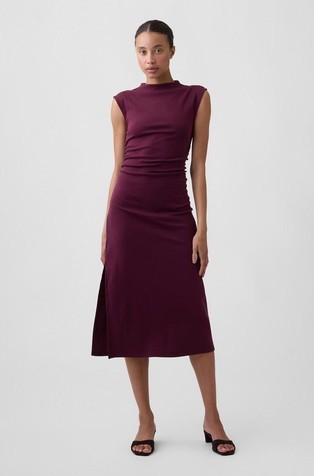 Modern Sleeveless Mockneck Midi Dress