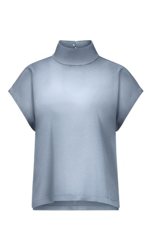 Shirt blouse with stand-up collar in satin