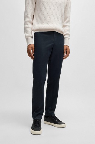Regular-fit trousers in mouliné cotton-blend twill