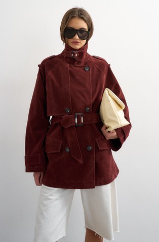 TSSIKKA short faux-suede trench