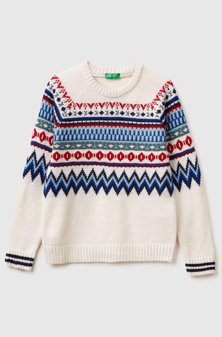 Pleten žakard pulover od mješavine s vunom