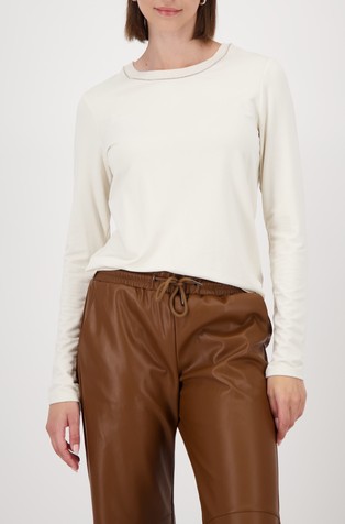 Majica dugih rukava s pletenim ovratnikom