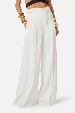 Palazzo hlače od mješavine lana s remenčićima