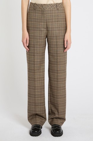 Straight-fit wool trousers with checked pattern