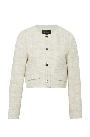 Cropped bouclé jacket with glitter lurex yarn