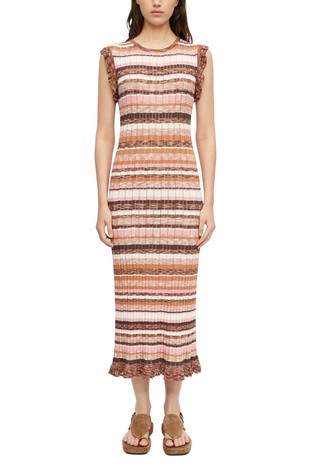 Striped midi dress in ajour knit