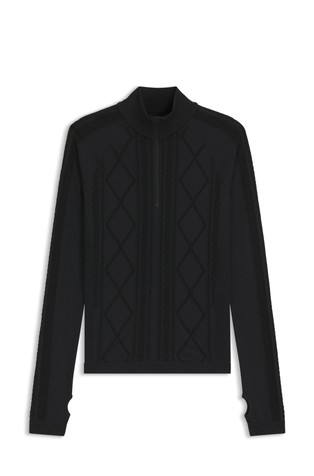 BOSS Ski majica od mješavine vune s djelomičnim kopčanjem