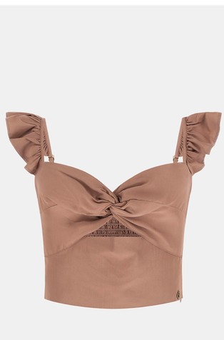 Cropped top s izrezanim detaljem i volančićima