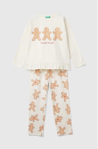 Pamučna pidžama dugih rukava s božićnim printom