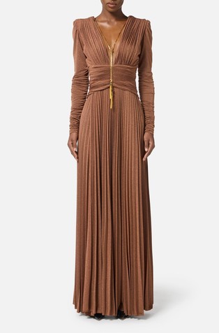 Večernja haljina od lurex jerseya s ogrlicom