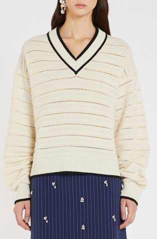 Vuneni pleten pulover s rupičastim uzorkom