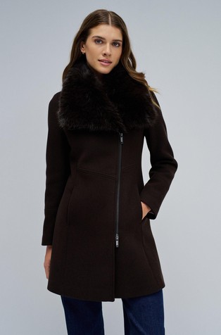 Kaput od mješavine vune s umjetnim krznom