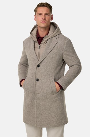 Kaput od mješavine vune s uklonjivim prošivenim umetkom s kapuljačom