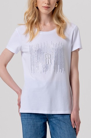 Regular fit majica od mješavine modala s ukrasnim kamenčićima