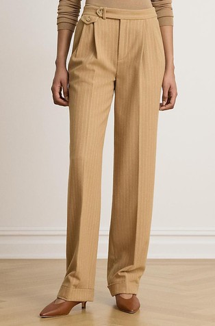 Pinstripe Pleated Twill Straight Pant