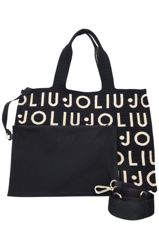 Medium knit tote bag with contrast logo