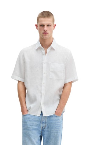 Regular fit lanena košulja kratkih rukava