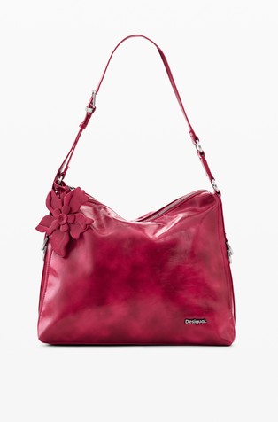 Medium faux leather floral charm bag