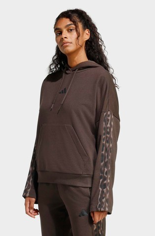 Seasonal Essentials pulover s kapuljačom i leopard uzorkom na prugama