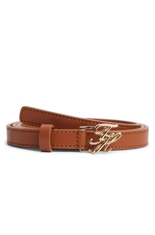 Slim Logo Plaque Buckle Leather Belt