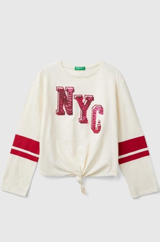 Majica s detaljem čvora i šljokicama