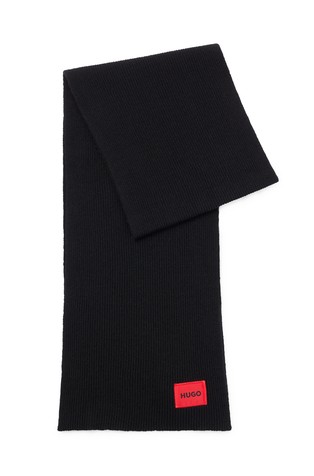 Rebrast šal od mješavine vune s crvenim logo našivkom