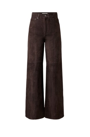 High-waisted suede trousers