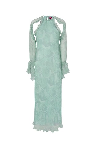 Ruffled floral silk dress