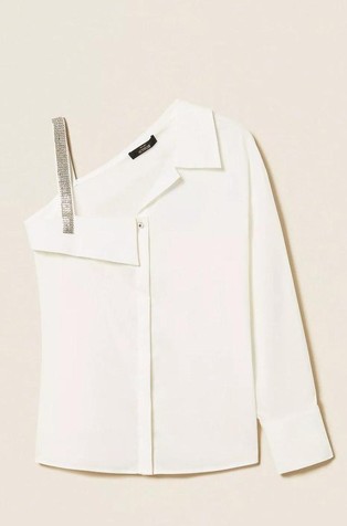 One shoulder poplin shirt