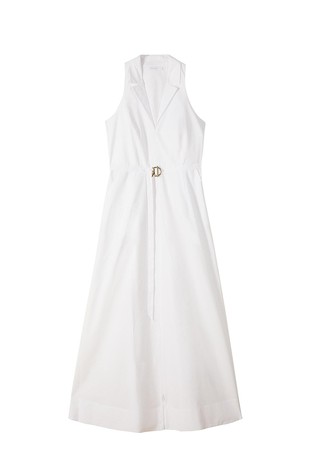 Long poplin dress with slit