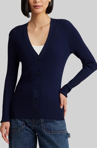 Rebrasto pleten kardigan s V-izrezom