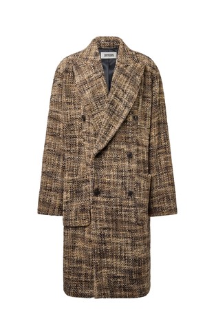 Oversized coat in textured bouclé fabric